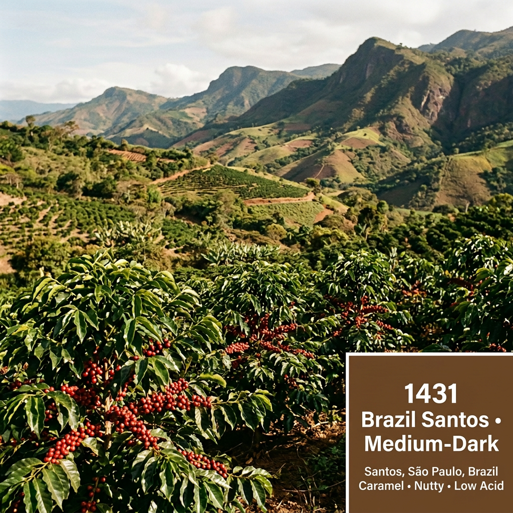1431 regional coffee image with Brazil Santos origin and flavor notes