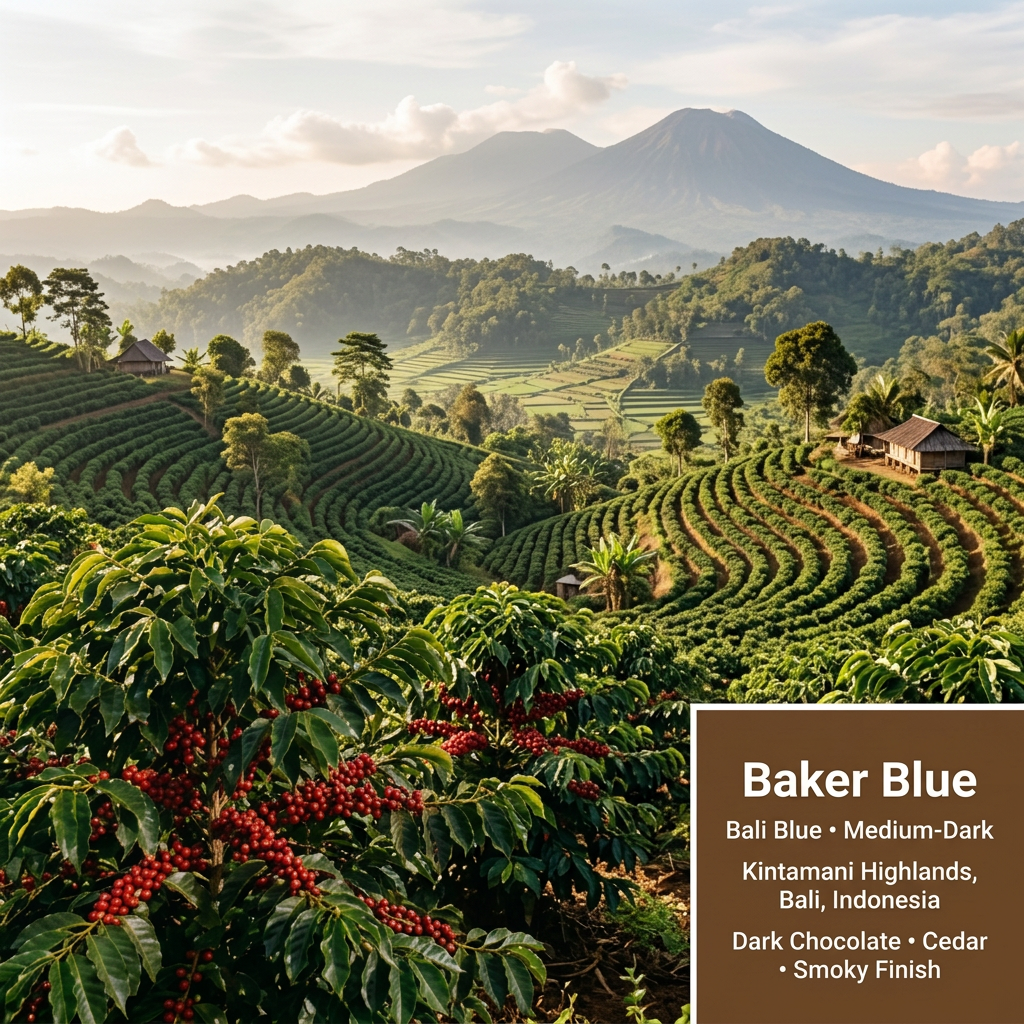 Baker Blue regional image with Kintamani Highlands origin and flavor notes