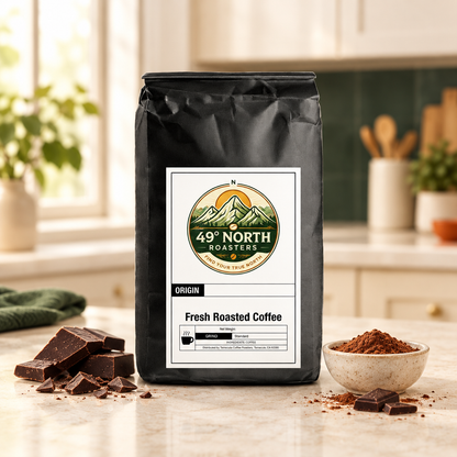 Mocha coffee bag in a light kitchen